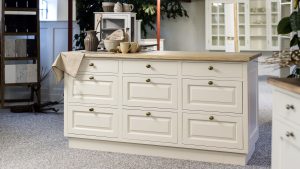 Free standing kitchen island drawer unit.